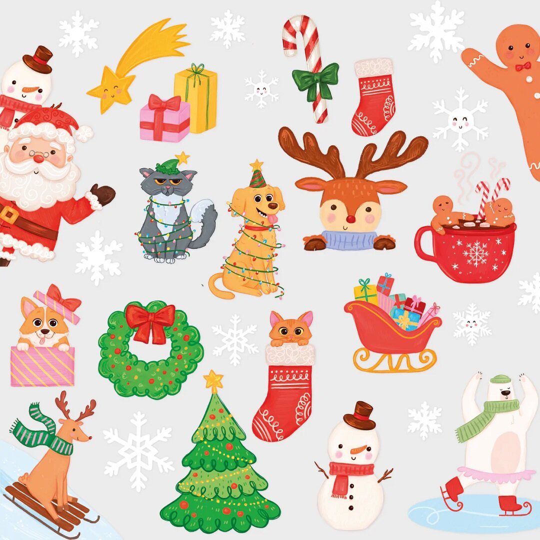 Vindusklistremerker Julemotiver 30 stk.