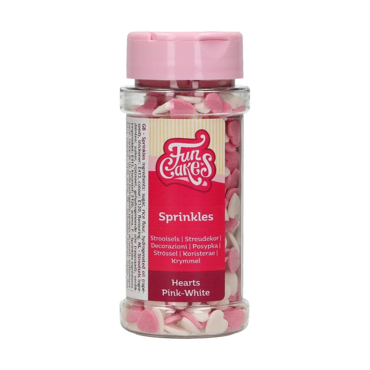 FunCakes - Strøssel Rosa og hvite hjerter 60 gram