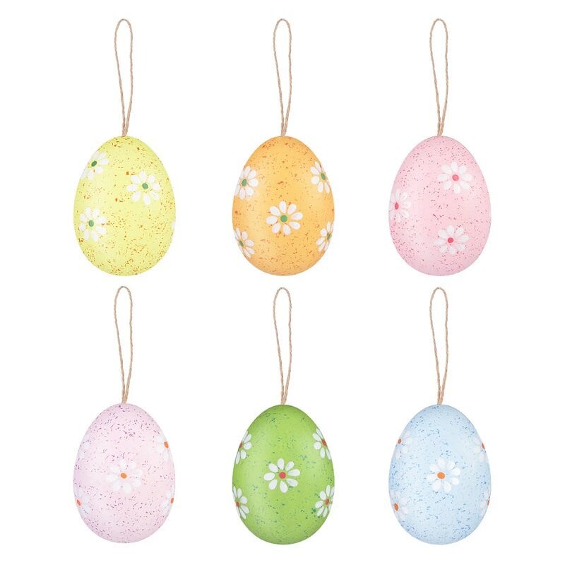 Hengende påskeegg med blomster 6 stk.