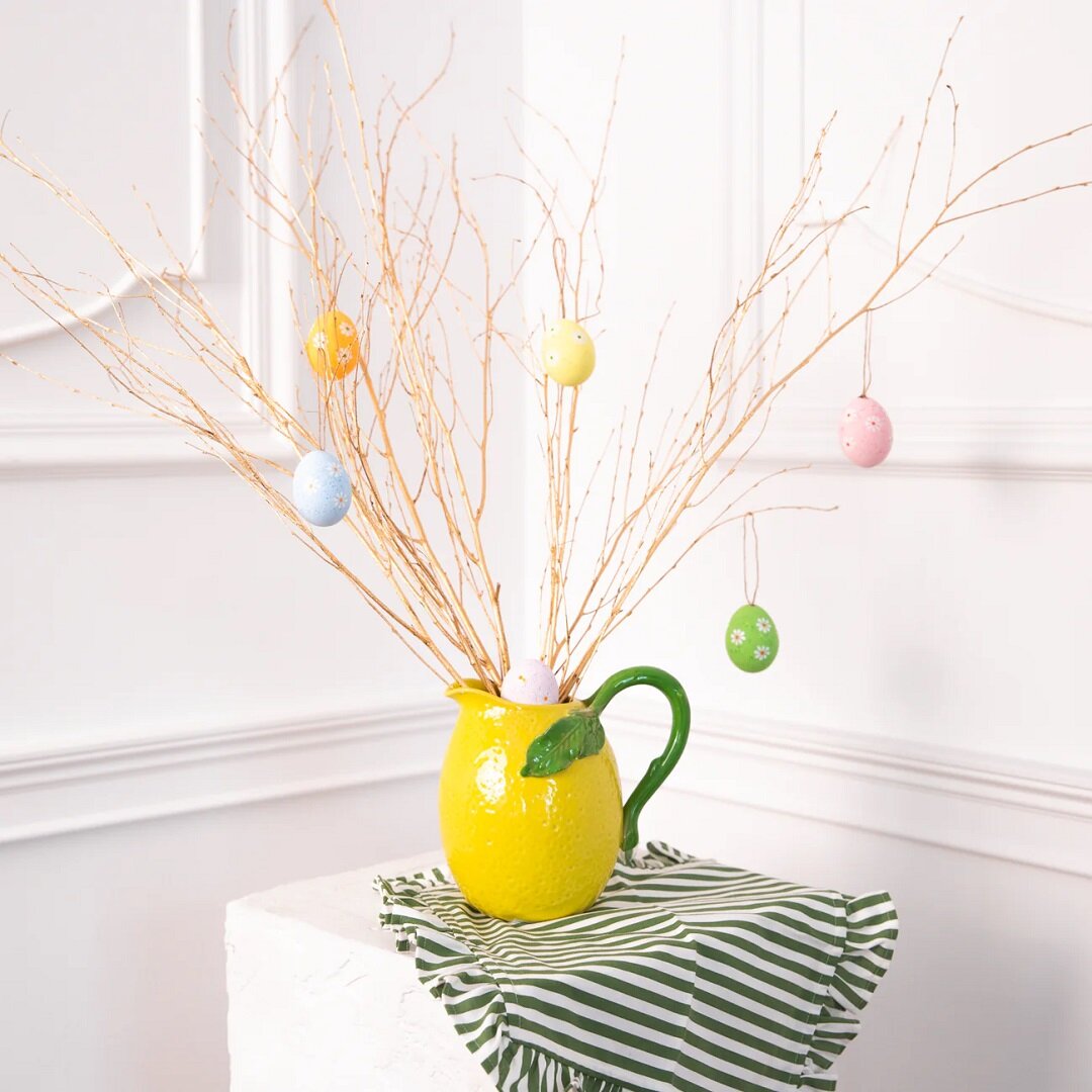 Hengende påskeegg med blomster 6 stk.