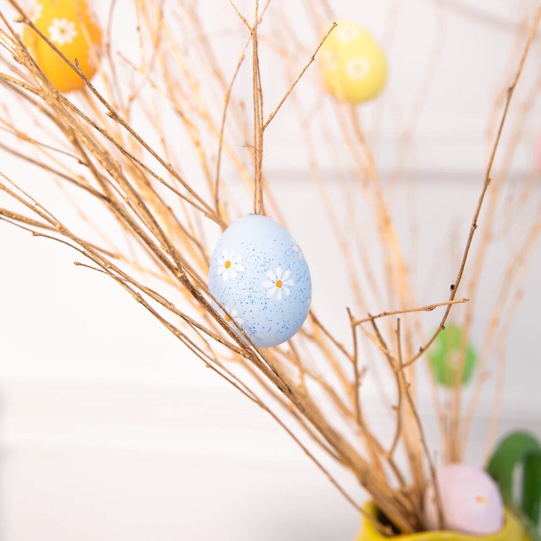 Hengende påskeegg med blomster 6 stk.