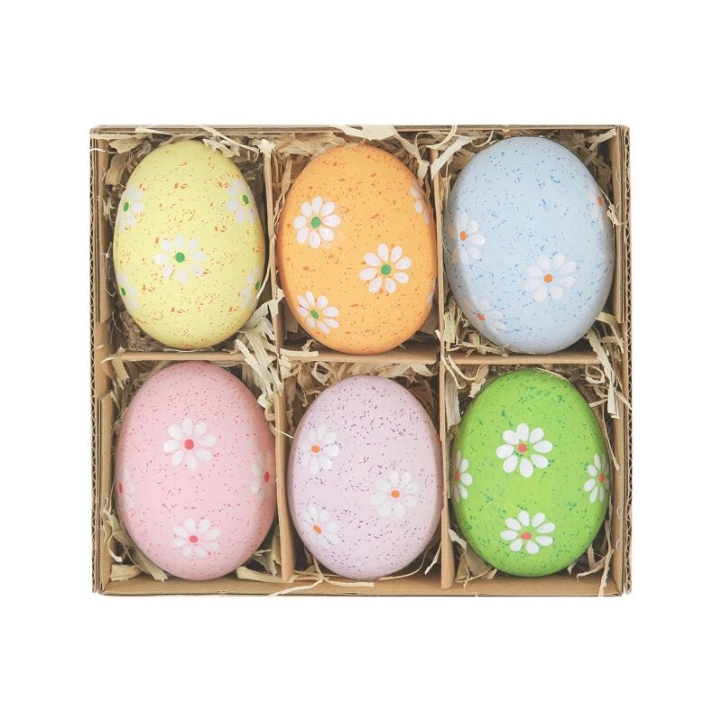 Hengende påskeegg med blomster 6 stk.
