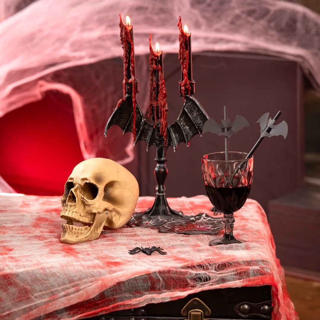 Pappsugerør Svarte Flaggermus 12 stk.