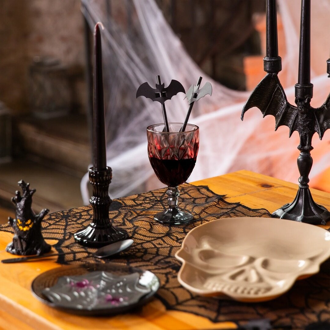 Pappsugerør Svarte Flaggermus 12 stk.