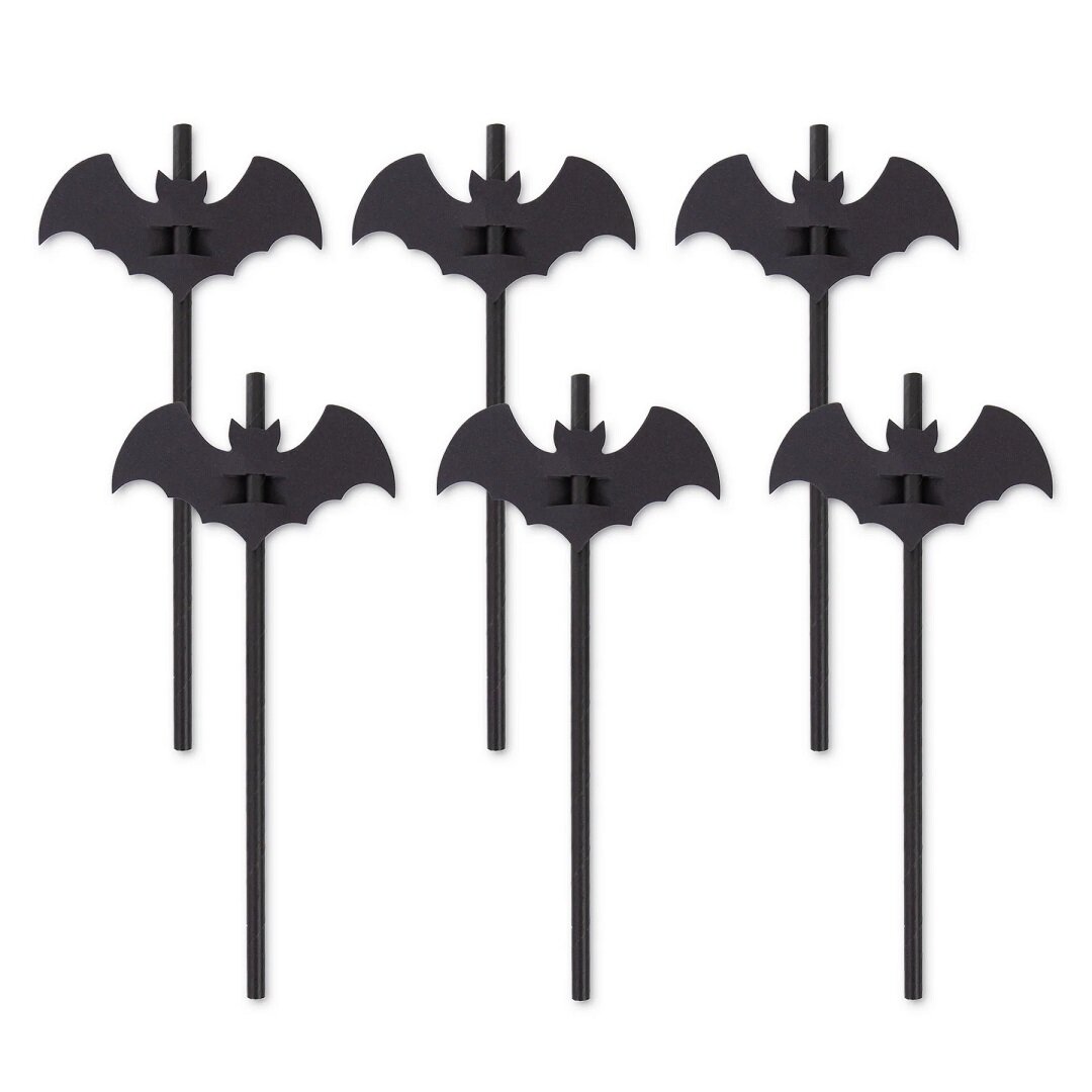 Pappsugerør Svarte Flaggermus 12 stk.