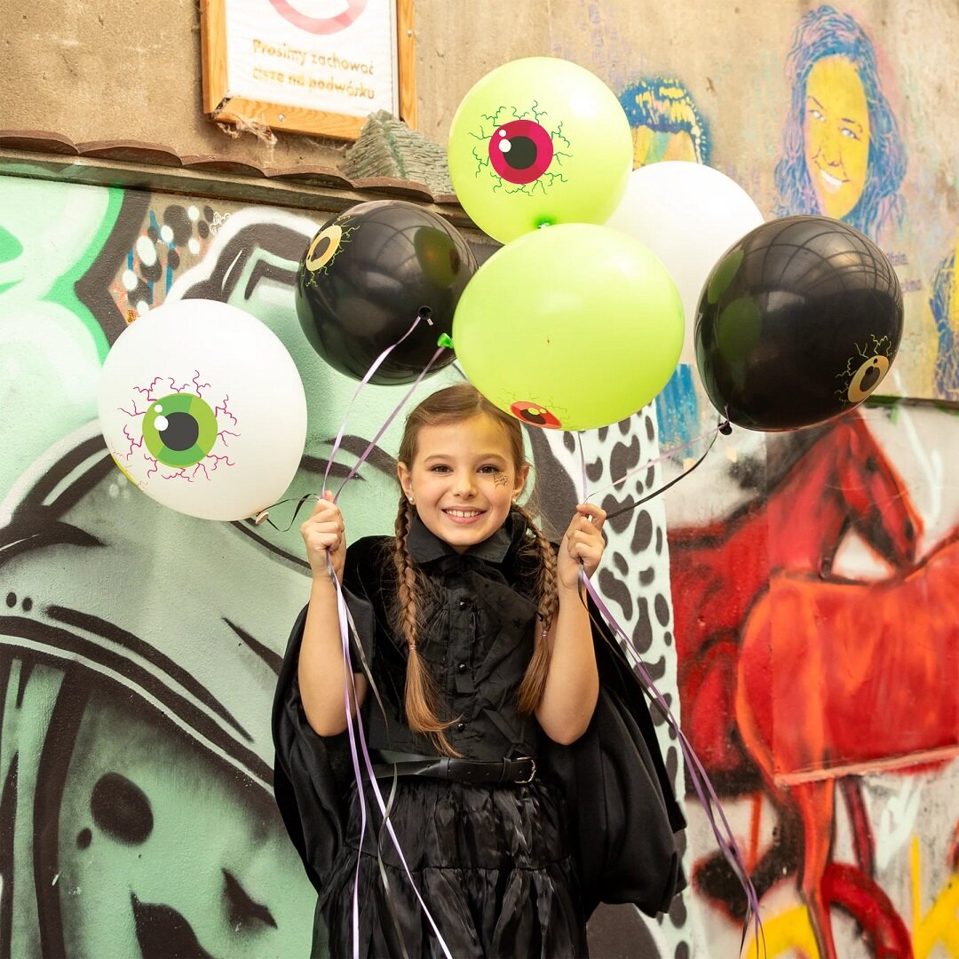 Halloweenballonger med Skumle Øyne 6 stk.