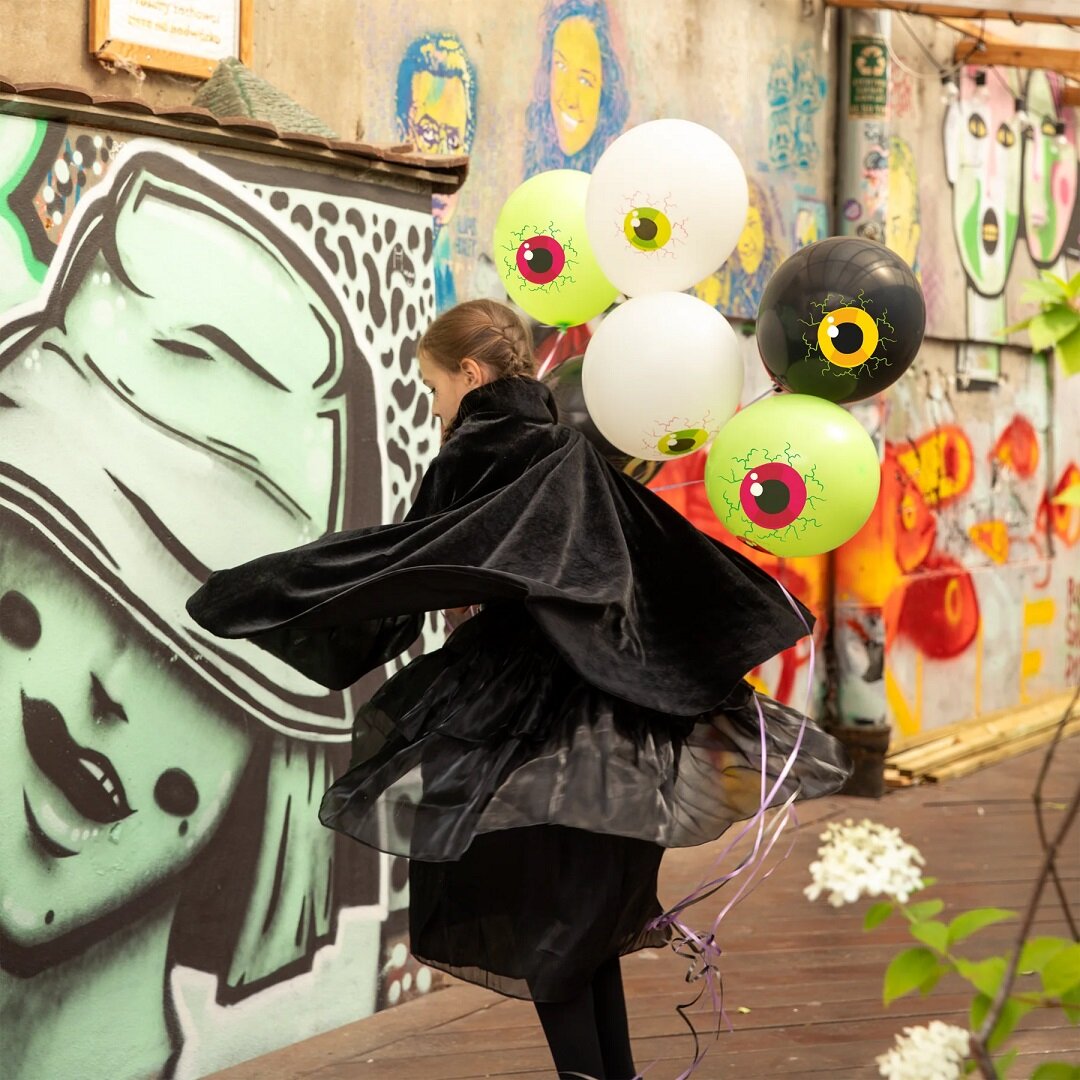 Halloweenballonger med Skumle Øyne 6 stk.