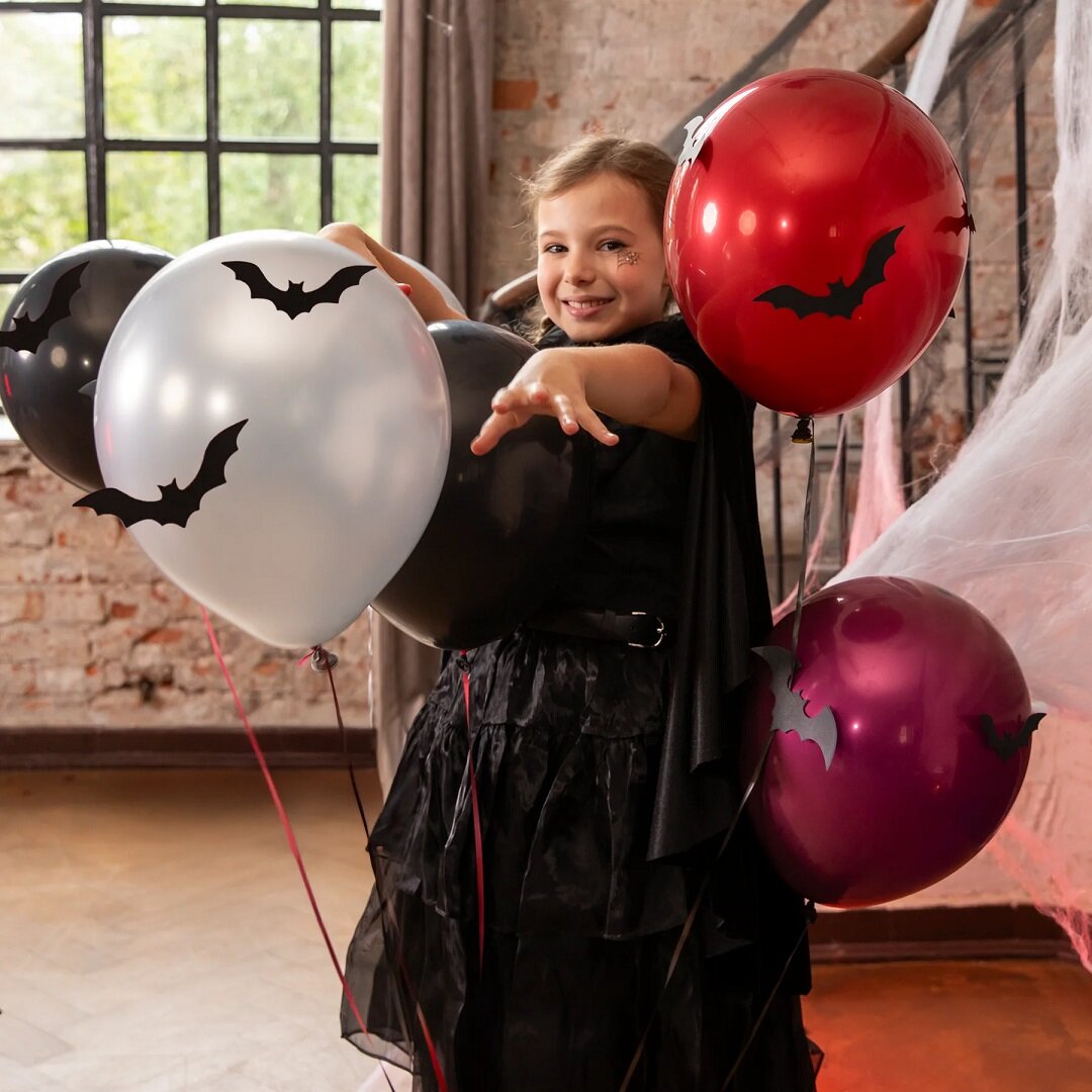 Halloweenballonger med 3D Flaggermus 6 stk.