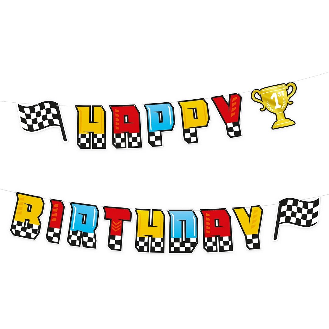 Racing Car Girlander Happy Birthday 220 cm