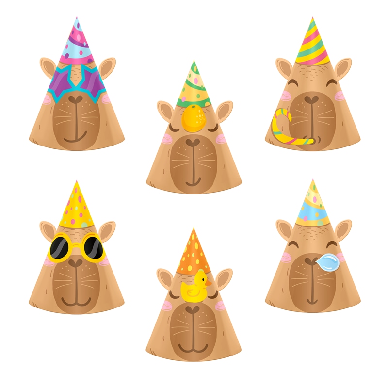 Capybara Festhatter 6 stk.