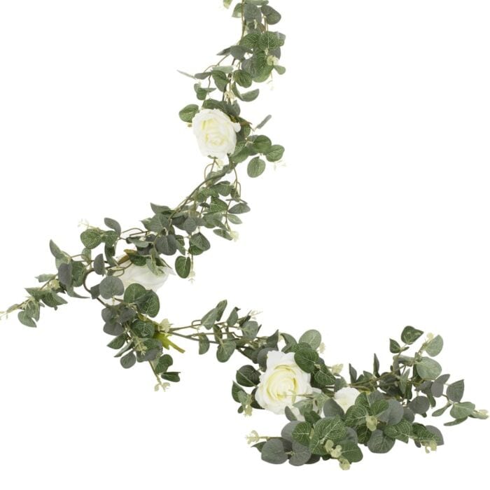 Girlander med eukalyptus og hvite roser 2 m