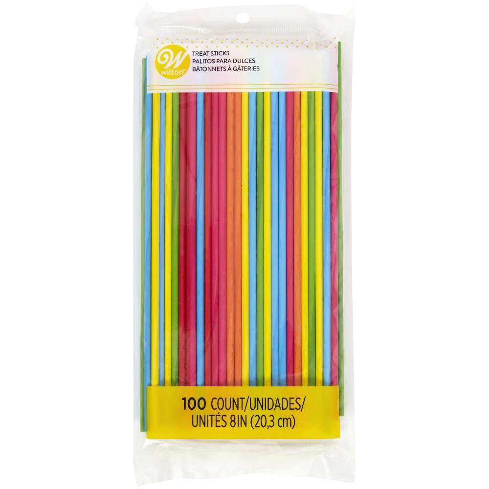 Wilton - Cake Pop pinner i regnbuefarger 100 stk.
