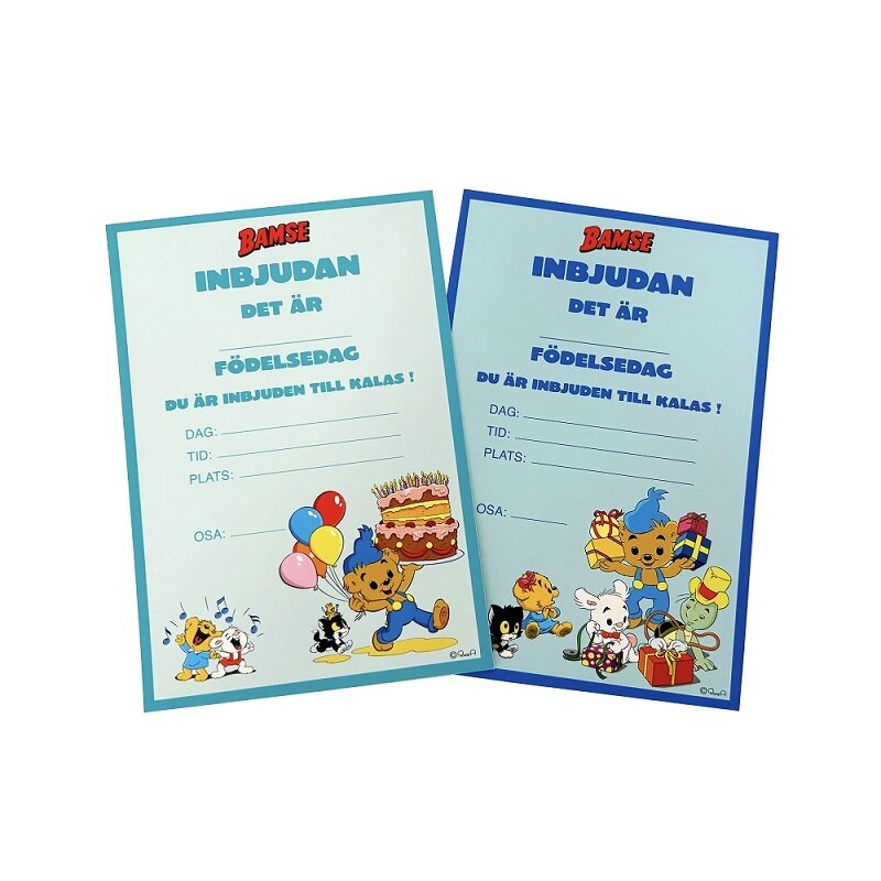 Bamse Invitasjoner med konvolutter 8 stk.