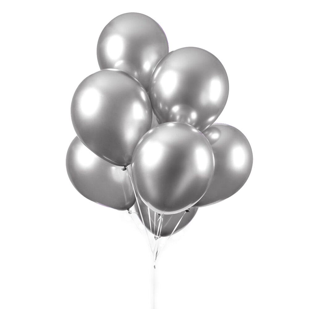 Ballonger - Sølv Chrome 10 stk.