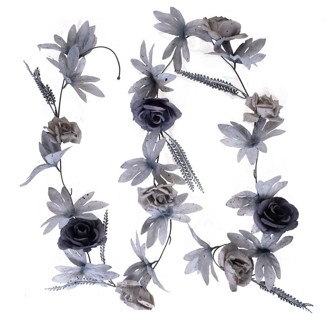 Blomstergirlander med grå blomster 220 cm
