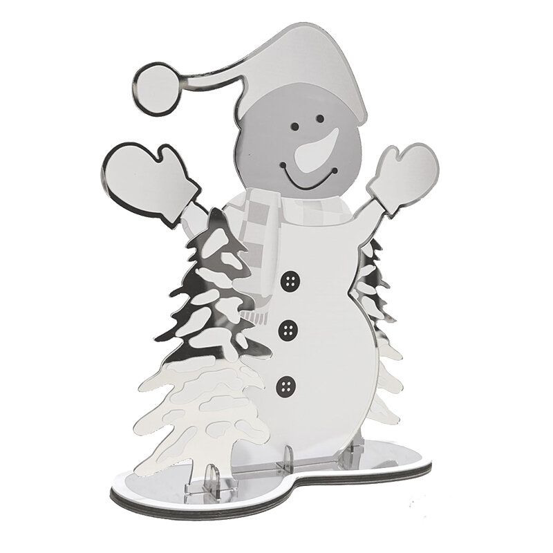 Julepynt med speileffekt - Snømann i sølv 20 cm