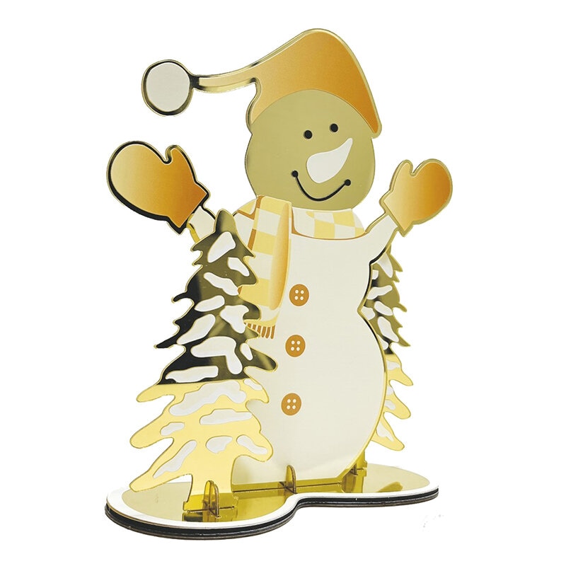 Julepynt med speileffekt - Snømann i gull 20 cm