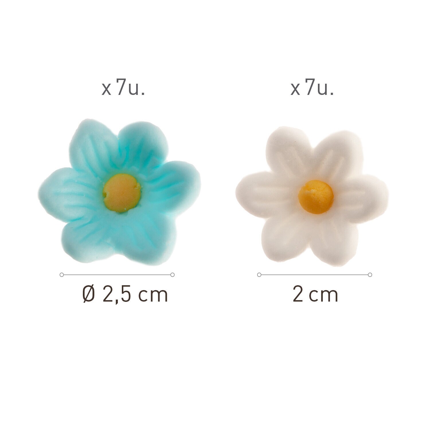Sukkerdekorasjoner Blå/Hvite Blomster 14-pk