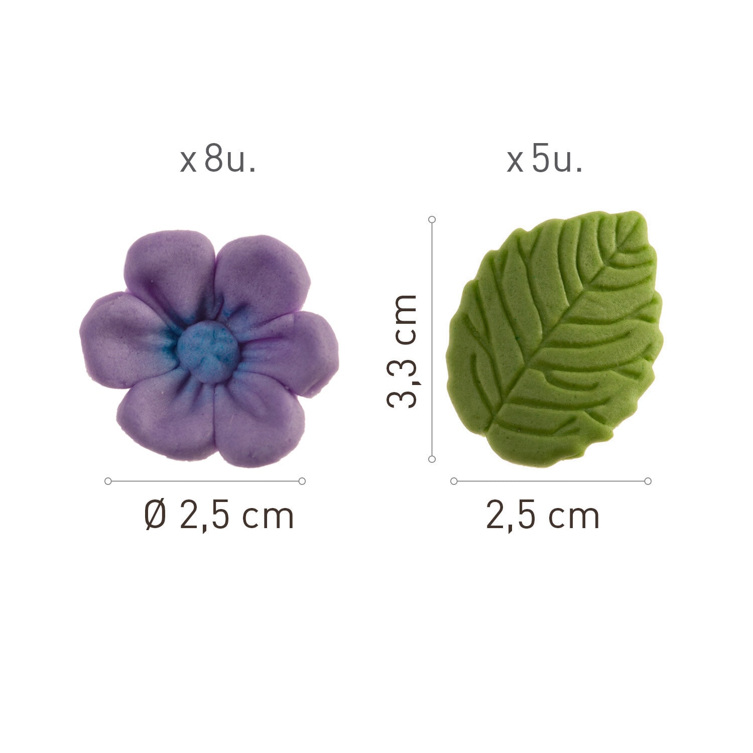 Sukkerdekorasjoner Fioler med blader 13-pk