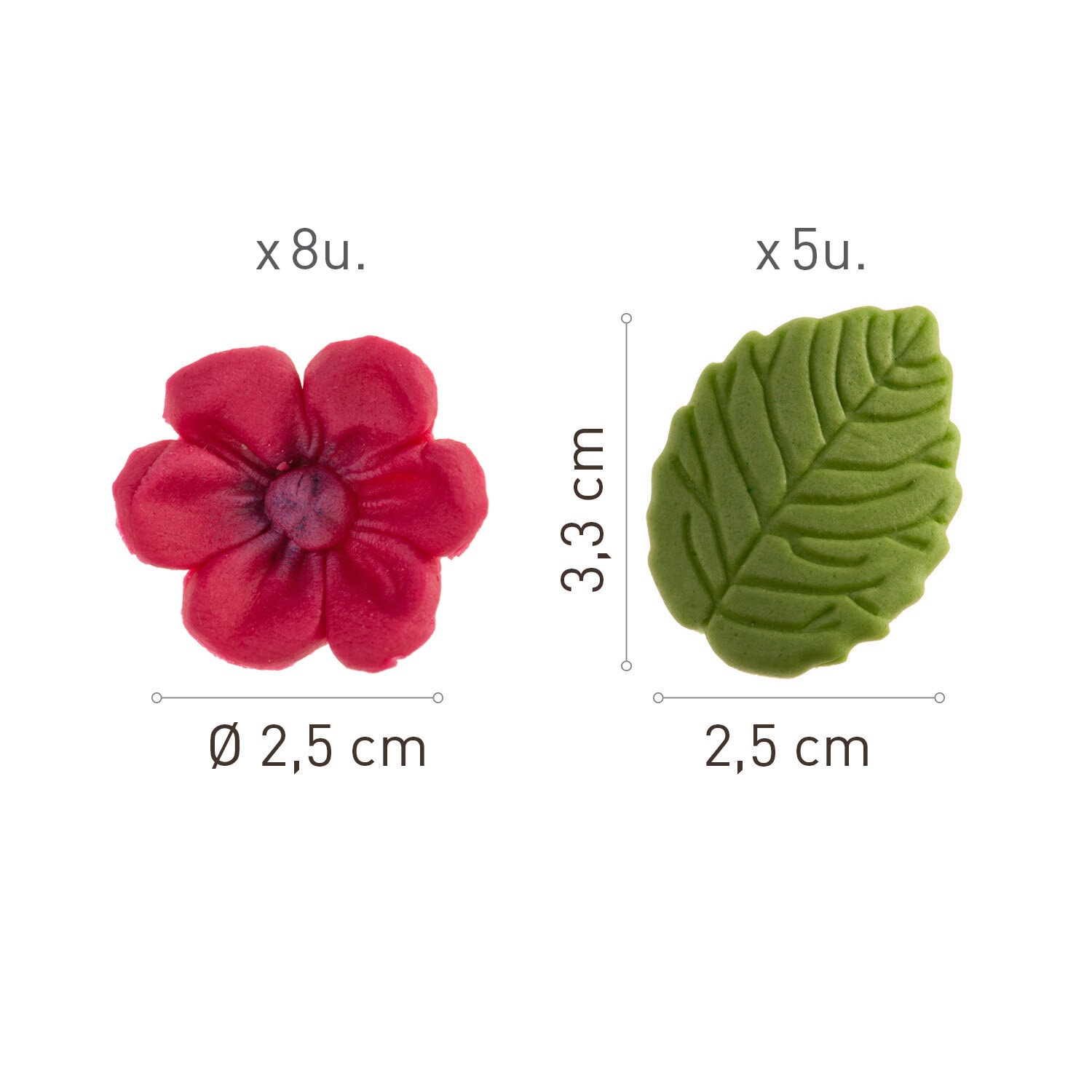 Sukkerdekorasjoner Fuchsia med blader 13-pk