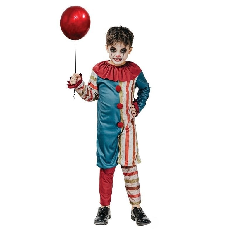 Vintage Clown Kostyme Barn 7-9 år (120-130 cm)