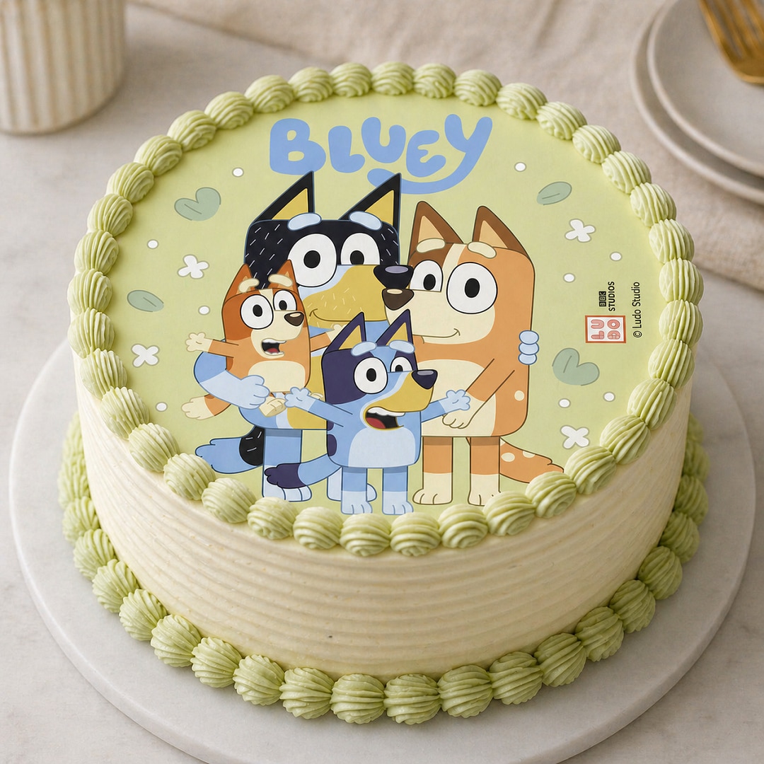 Kakebilde Bluey - Sukkerpasta 20 cm