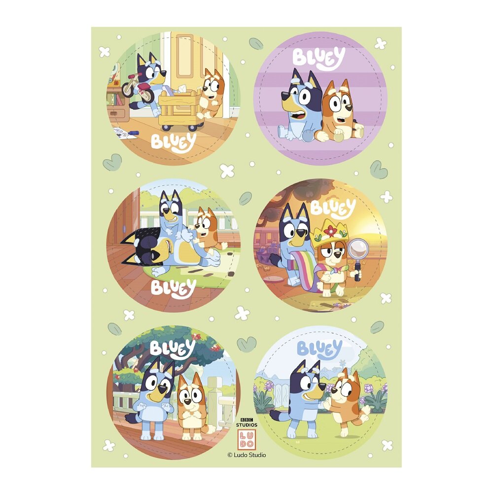 Bluey Muffinsdekorasjoner Sukkerpasta 6 stk.