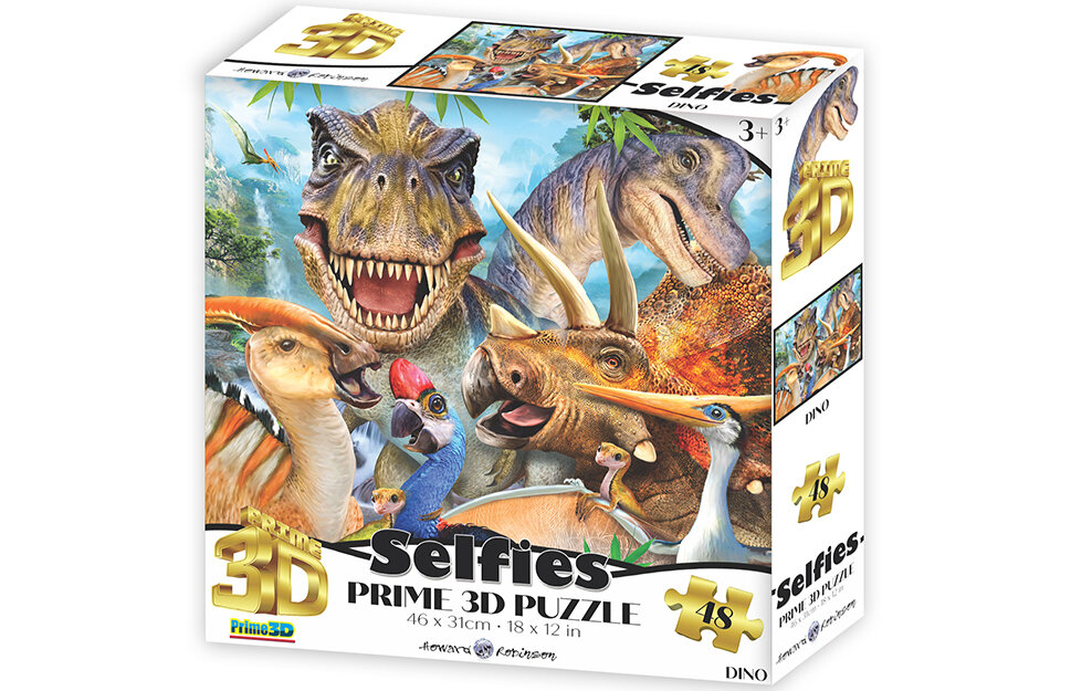 Prime 3D Puslespill - Dinosaurselfies 48 brikker