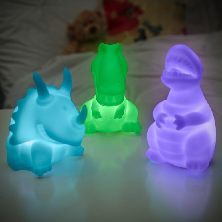 Dinosaur Fargeskiftende Nattlamper 3-pk