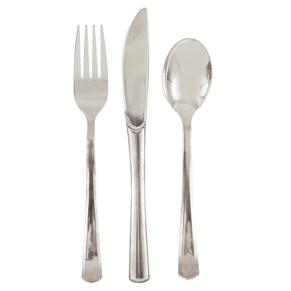 Plastbestikk i sølvmetallic 18 stk.