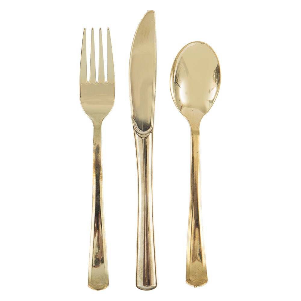 Plastbestikk i gullmetallic 18 stk.