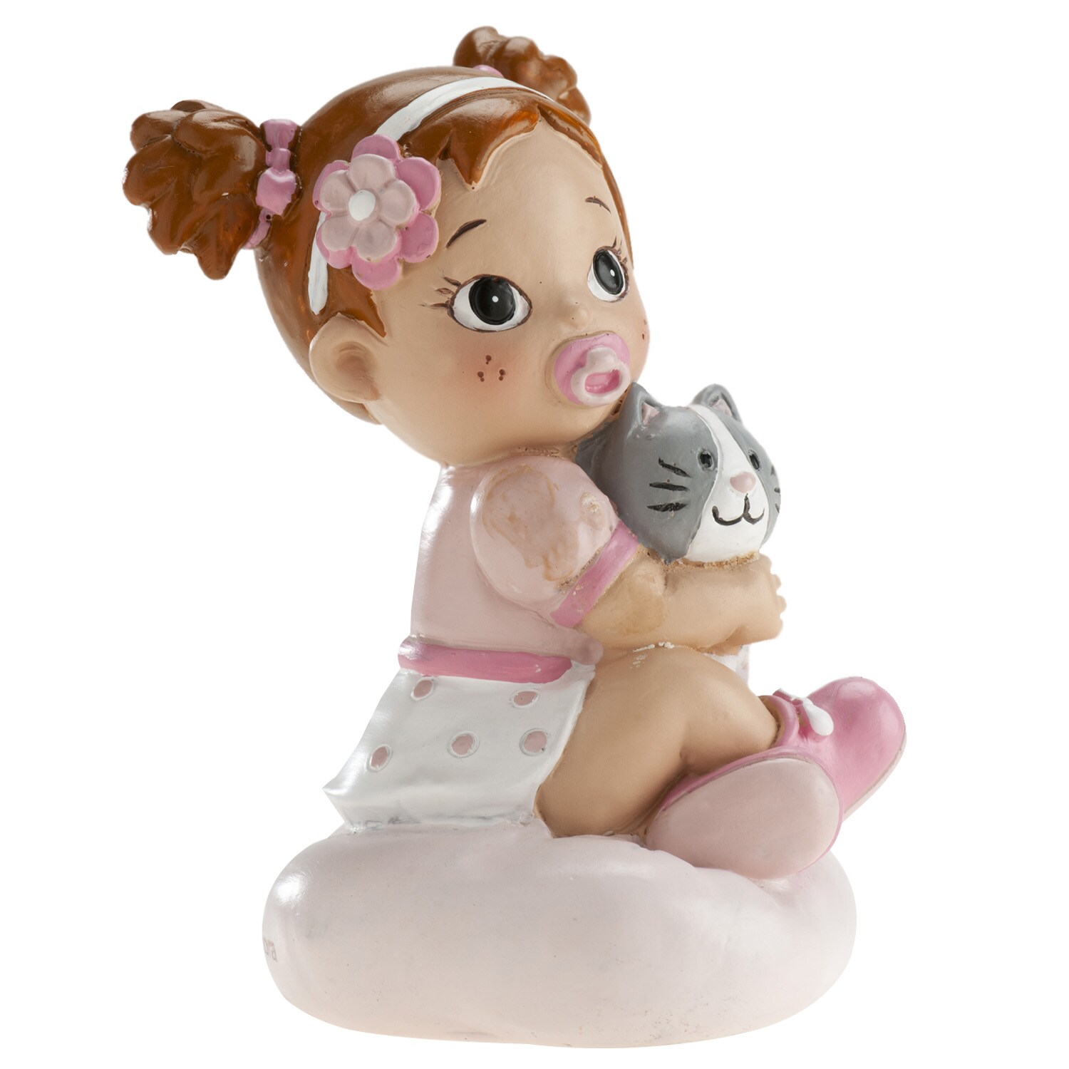 Kakedekorasjon - Baby i rosa med kattunge 9 cm