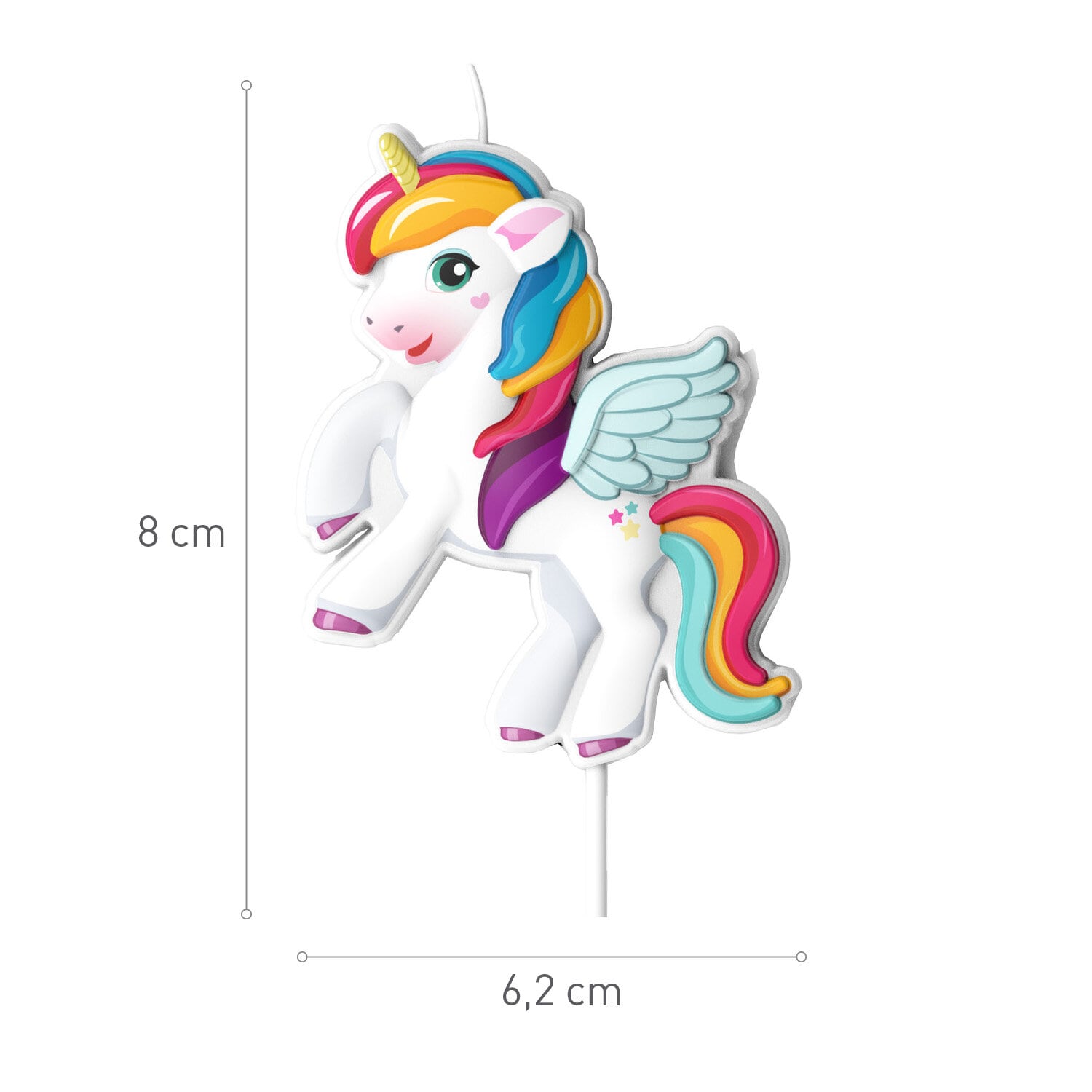 Enhjørning Kakelys 8 cm