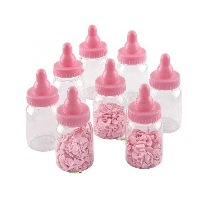 Tåteflasker til godteri, rosa 8 stk.