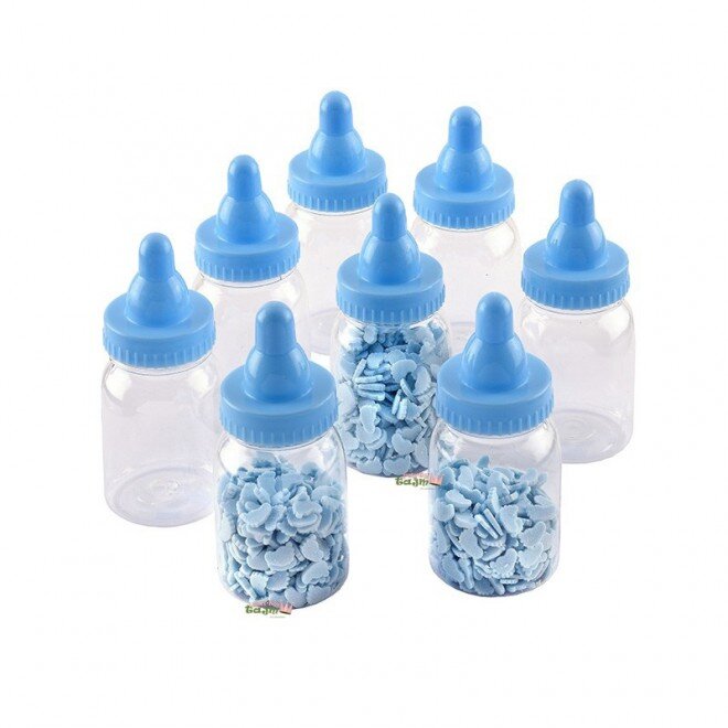 Tåteflasker til godteri, blå 8 stk.
