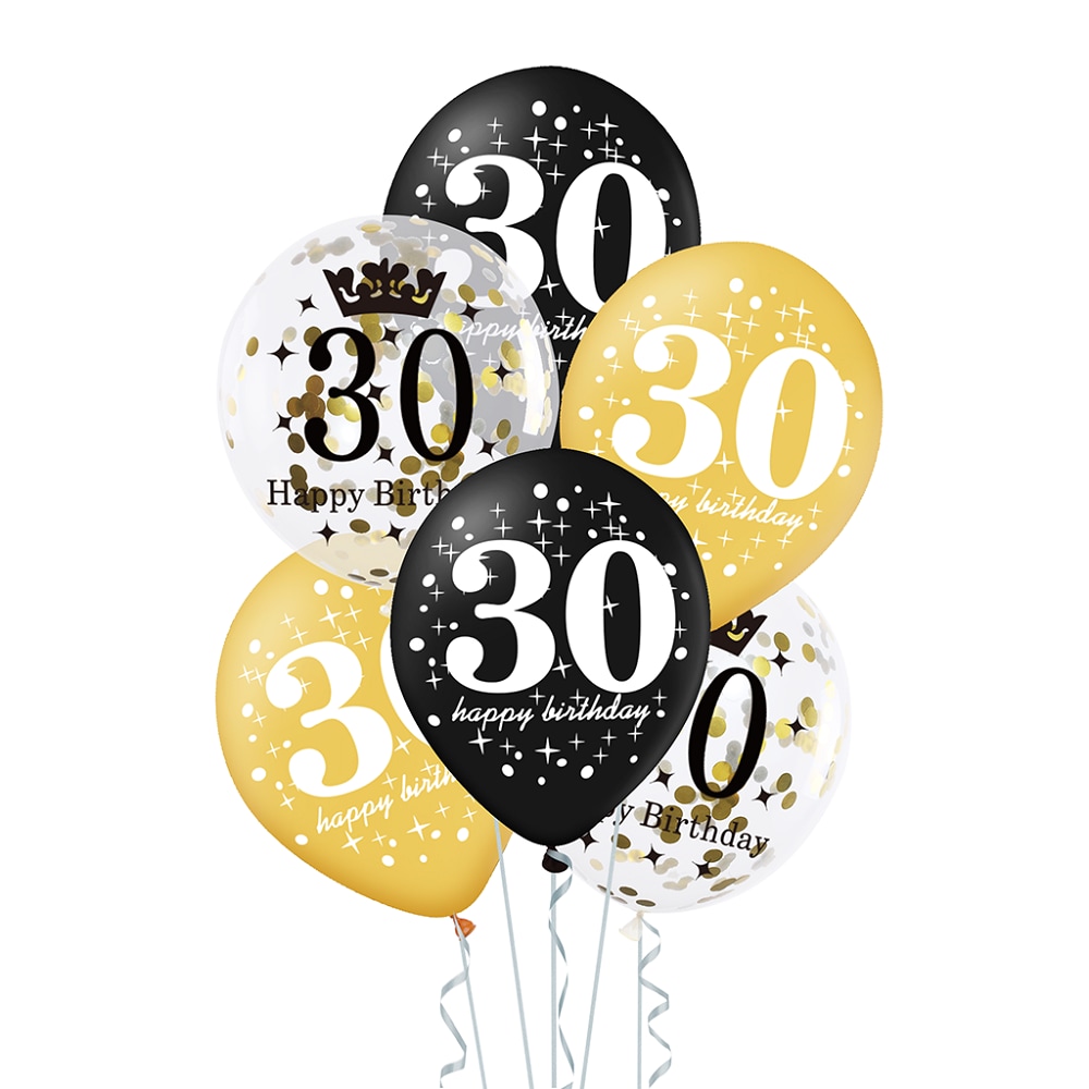 Ballonger 30 år 6 stk.