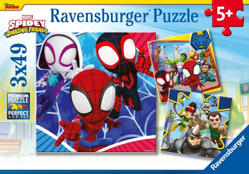Ravensburger Puslespill - Spideys Eventyr 3x49 brikker