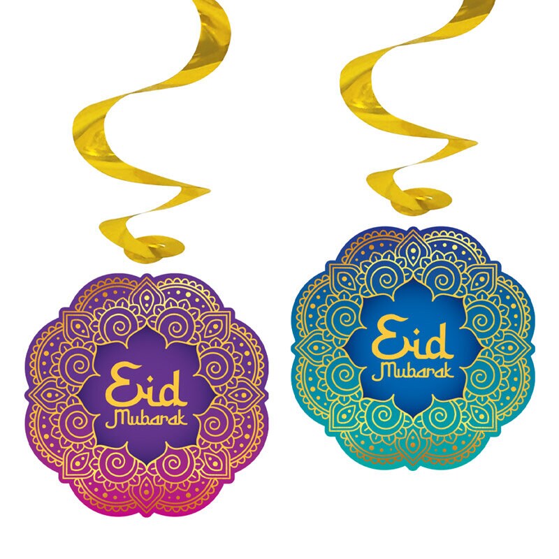 Eid Mubarak - Hengende Swirl Dekorasjoner 4 stk.