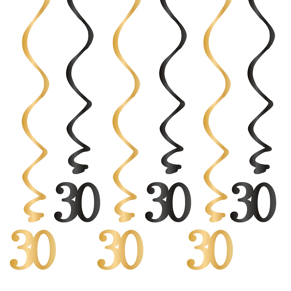 Hengende dekorasjoner 30 år 6 stk.