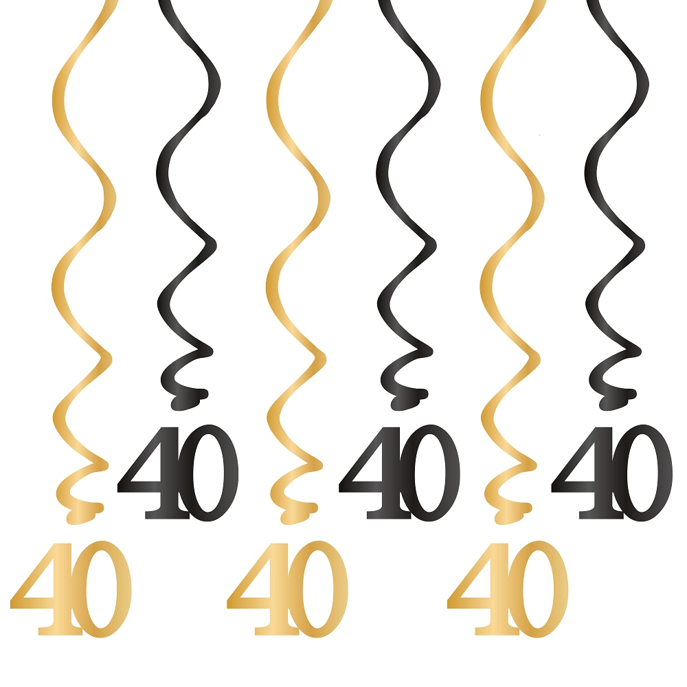 Hengende dekorasjoner 40 år 6 stk.