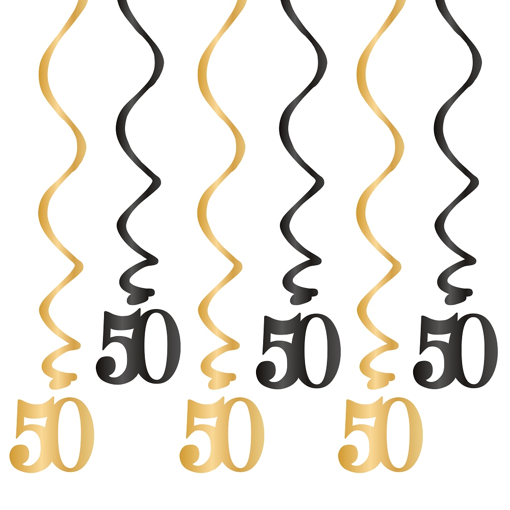 Hengende dekorasjoner 50 år 6 stk.