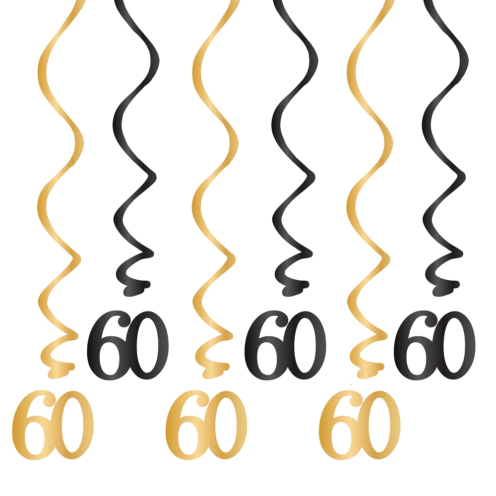 Hengende dekorasjoner 60 år 6 stk.