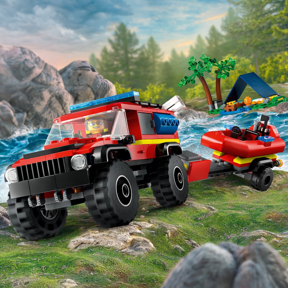 LEGO City - Firehjulsdrevet brannbil med redningsbåt 5+