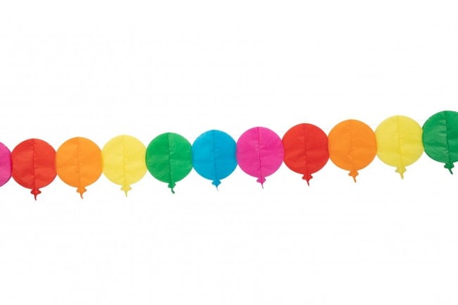 Papirgirlander med regnbuefargede ballonger 6 meter