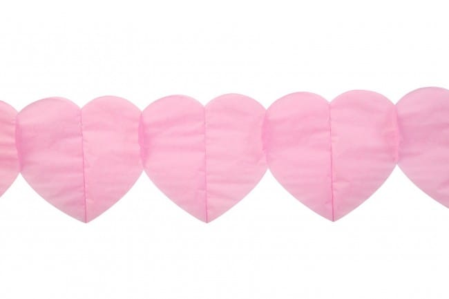 Papirgirlander med rosa hjerter 6 meter