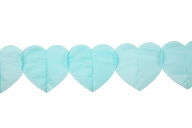 Papirgirland med lyseblå hjerter 6 meter