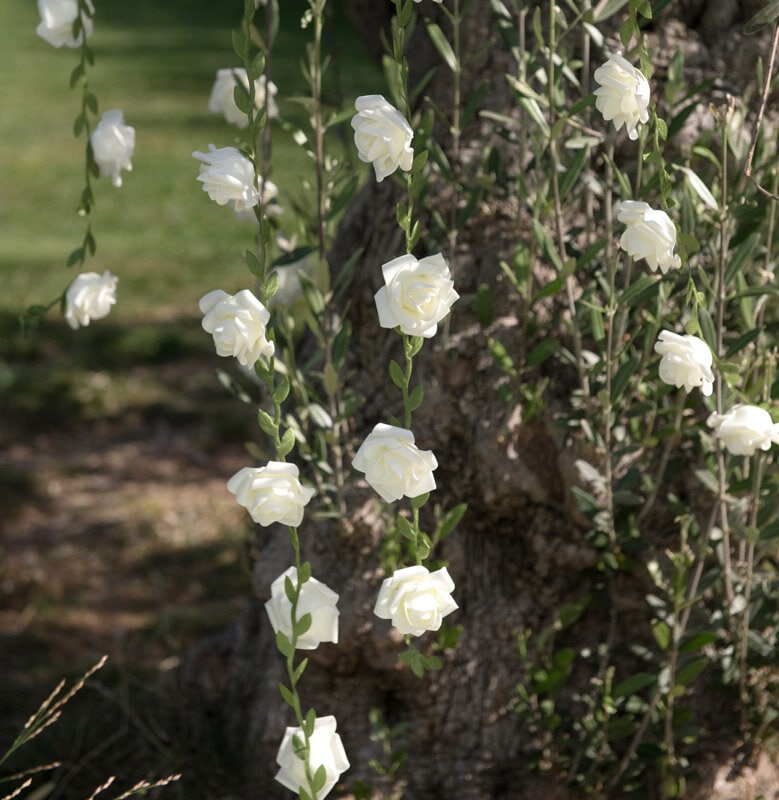 Girlander med hvite roser 120 cm