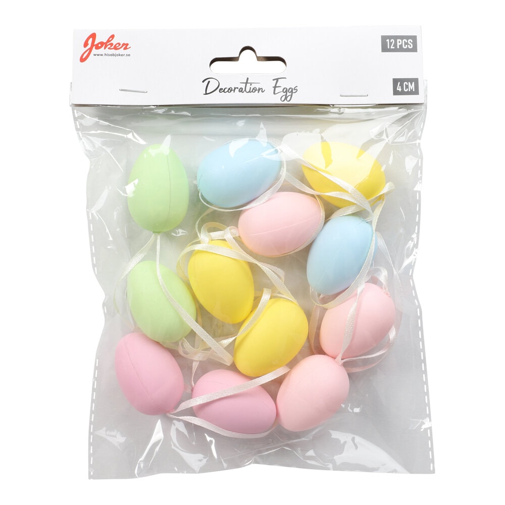 Påskedekorasjon - Egg i pastellfarger 12 stk.