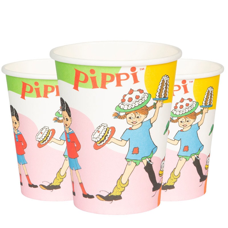 Pippi Langstrømpe - Pappkopper 8 stk.