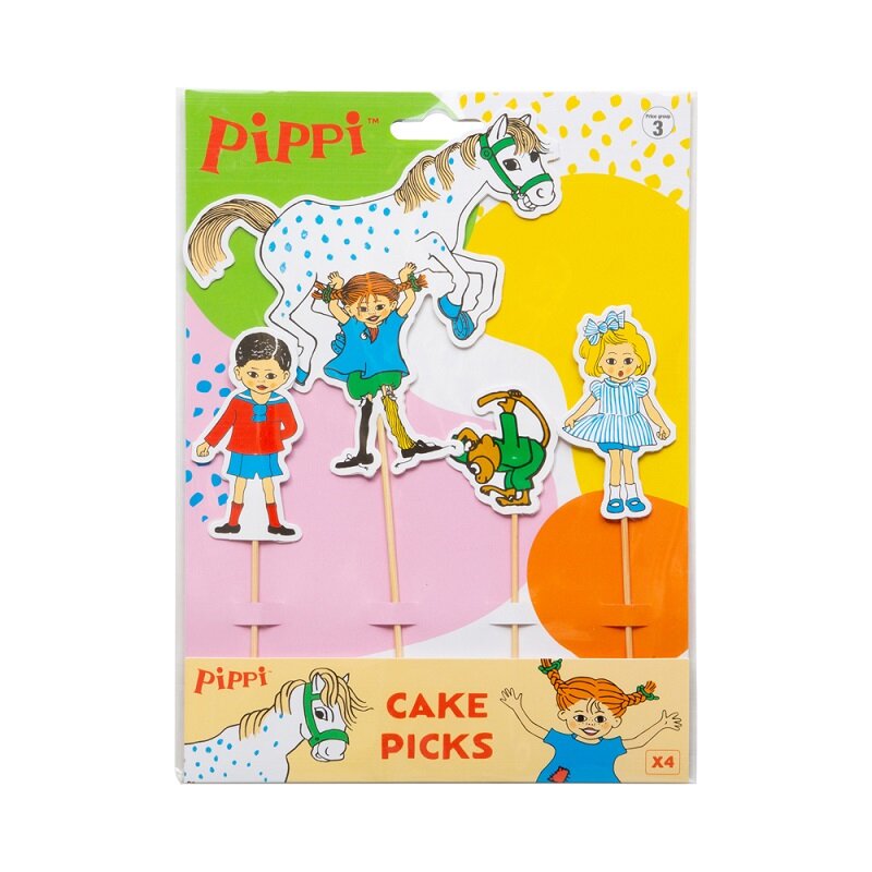 Pippi Langstrømpe - Cake Toppers 4 stk.